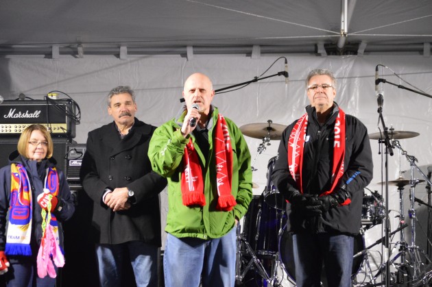 Shirley Bond, Mike Morris, Art Kaehn and Mayor Hall addressed the partiers