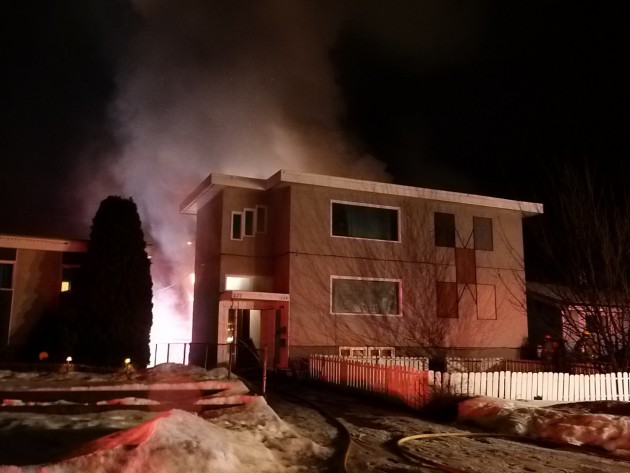 Firefighters attended blaze on South Kelly around 2 am Sunday. Photos 250 News