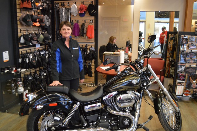Chantal Morton with her brand new Harley Davidson Dyna Wide Glide. Photo 250 News