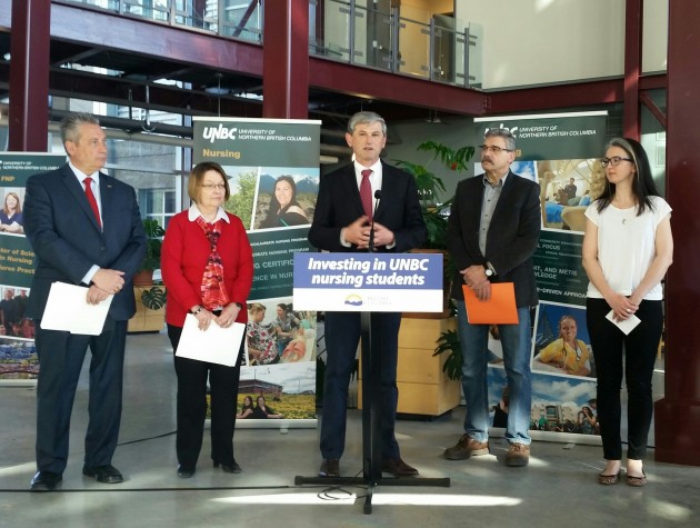 Advanced Education Minister Andrew Wilkinson during today's funding announcement at UNBC - photos 250News