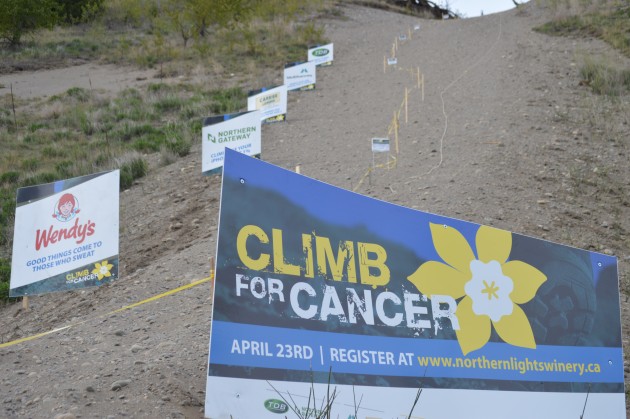 The first Climb for Cancer takes place today at the cutbanks off PG Pulpmill Road. Photo 250 News