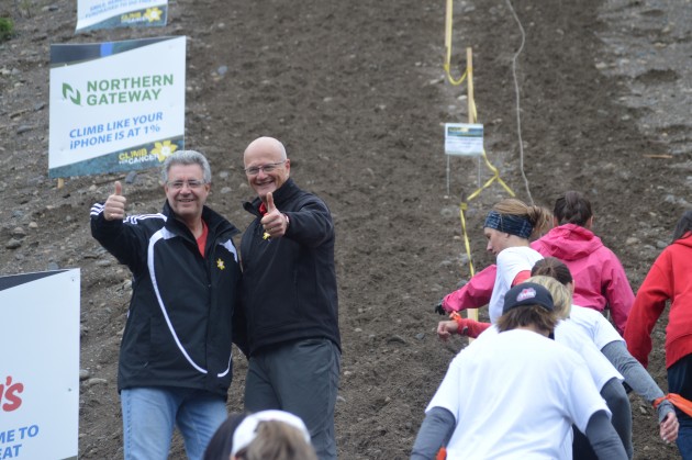 Mayor Lyn Hall and climbing buddy Pat Bell pose on the descent.