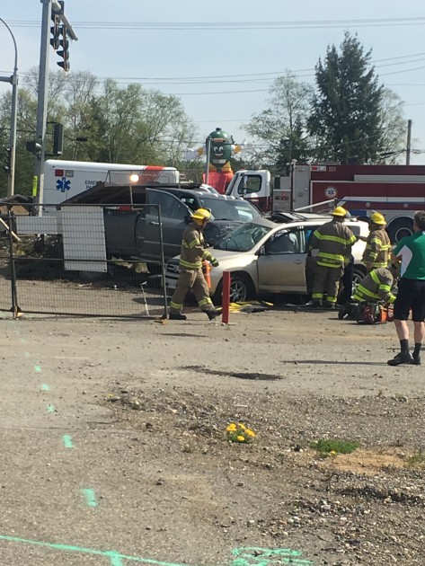 Emergency crews on scene of two-vehicle collision at Highway 16 and Vance Road. Photo 250 News