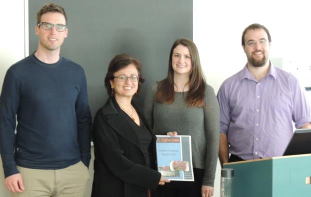 Kyrke Gaudreau (UNBC, Course Instructor), Mojegan Sadeghian (Zaffron Cuisine, Owner/Manager), Lindsey Wells (UNBC, Student) and Justin Serpa (UNBC, Student) - photo submitted