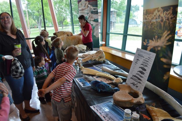 AquaVan team member tells youngsters about whales, dolphins, polar bears and caribou at Exploration Place Sunday. Photos 250News
