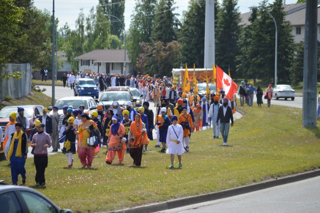 Vaisakhi parade made its way along Ospika from the Guru Nanak Darbar temple on Davis Road. Photos 250 News