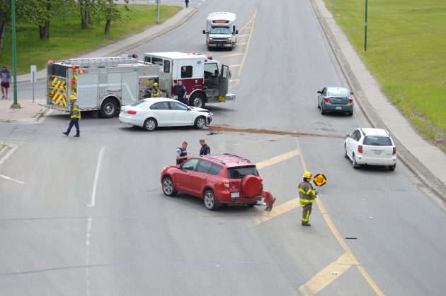Accident scene on Winnipeg below 15th Avenue overpass. Photo 250News