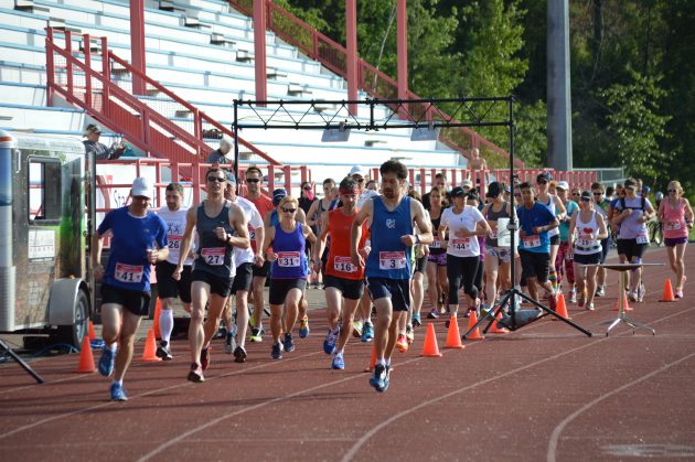 The start of the half marathon at the YMCA Road Race and Fun Run at Masich Place Stadium. Photo 250News
