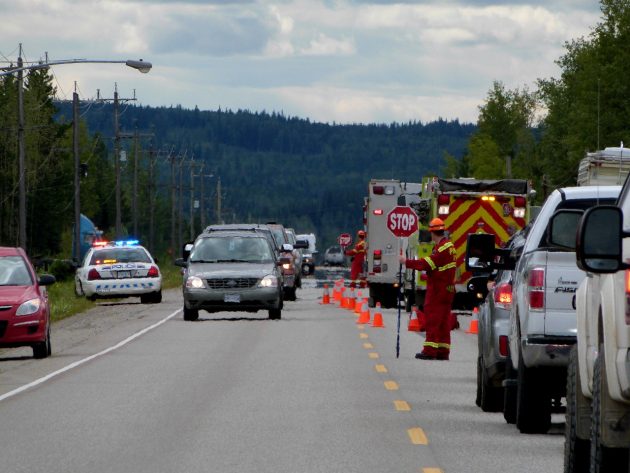 Traffic flow was reduced to single-lane alternating status following rear end collisions on Highway 97 south. Photos 250News