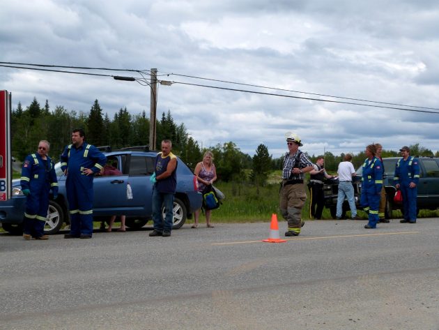 Police speak with drivers at Highway 97 and Courval Road.