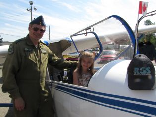 7 yr old Alexis Patterson takes the cockpit of the 396 Air Cadets glider