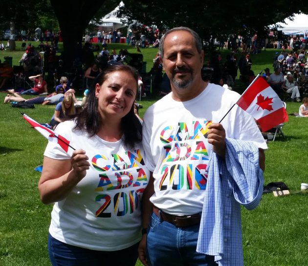 Sryian refugees Rose and Nael Thome celebrate their first Canada Day
