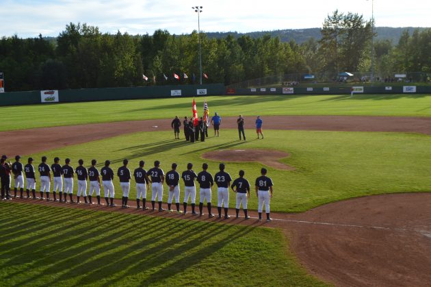 Mayor Lyn Hall addressed players and fans prior to game 1 of the World Baseball Challenge Friday night.