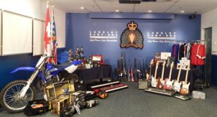 RCMP display goods recovery in raids in Aldergrove and Clinton photo courtesy Langley RCMP