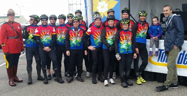 Tour de North riders, cancer survivor Audrey Saulters and Trevor Linden of the Vancouver Canucks