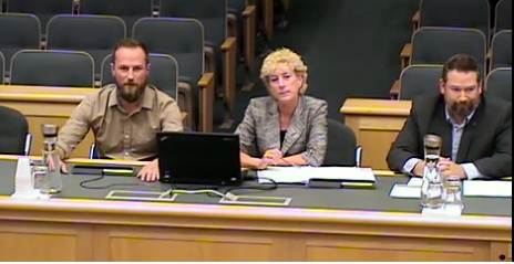 DBIA President Eoin Foley, Executive Director Colleen Van Mook, and Treasurer Derek Dougherty courtesy CPG webcam
