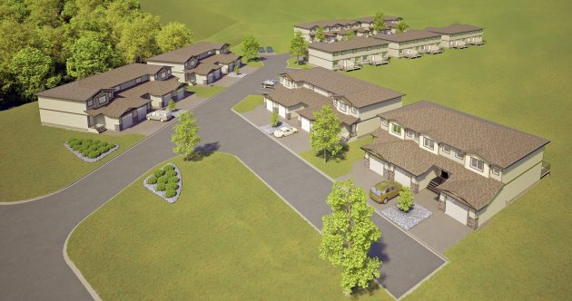 Graphic design rendering of completed Ridgestone Villas development