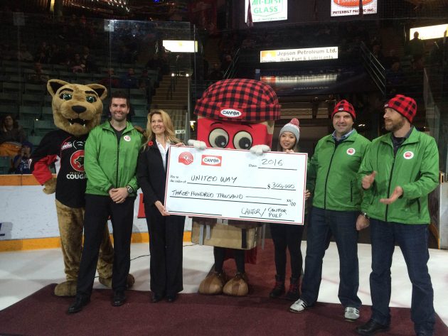 Canfor presents the United Way of Northern BC with a huge donation during Saturday's Heroes Night at CN Centre.