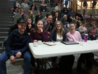 Political science lecturer Jason Morris with members of UNBC's Political Science Association