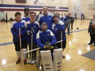 Members of the Prince George Special Olympics floor hockey team
