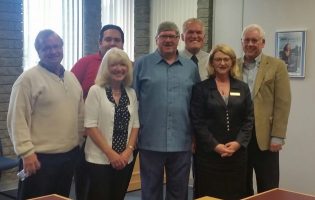 Superintendent of schools Marilyn Marquis-Forster, front right, poses with members of the Prince George School Board last summer - photo 250News